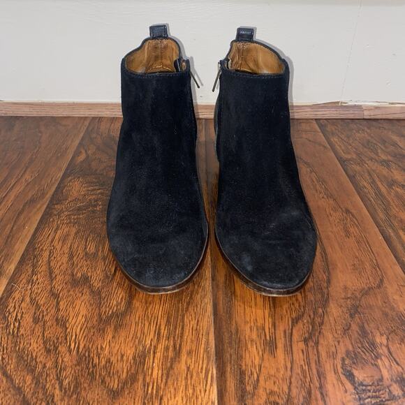 MADEWELL Cait Black Leather Suede Sz 9 Ankle Booties 2" Heel Zip Up Fall Winter - Picture 2 of 9